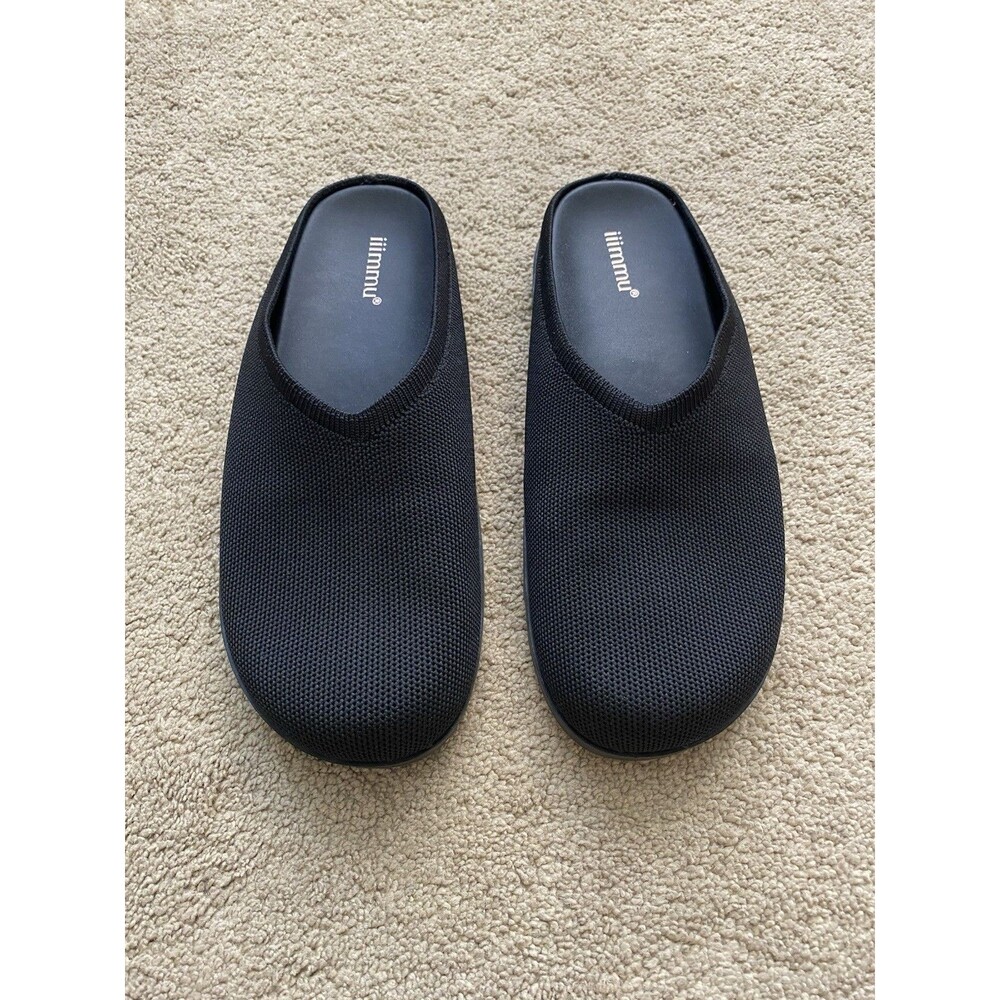 iiimmu Women's Black Knit Clogs  Minimalist  Slip-on Comfort Mules Size 7.5